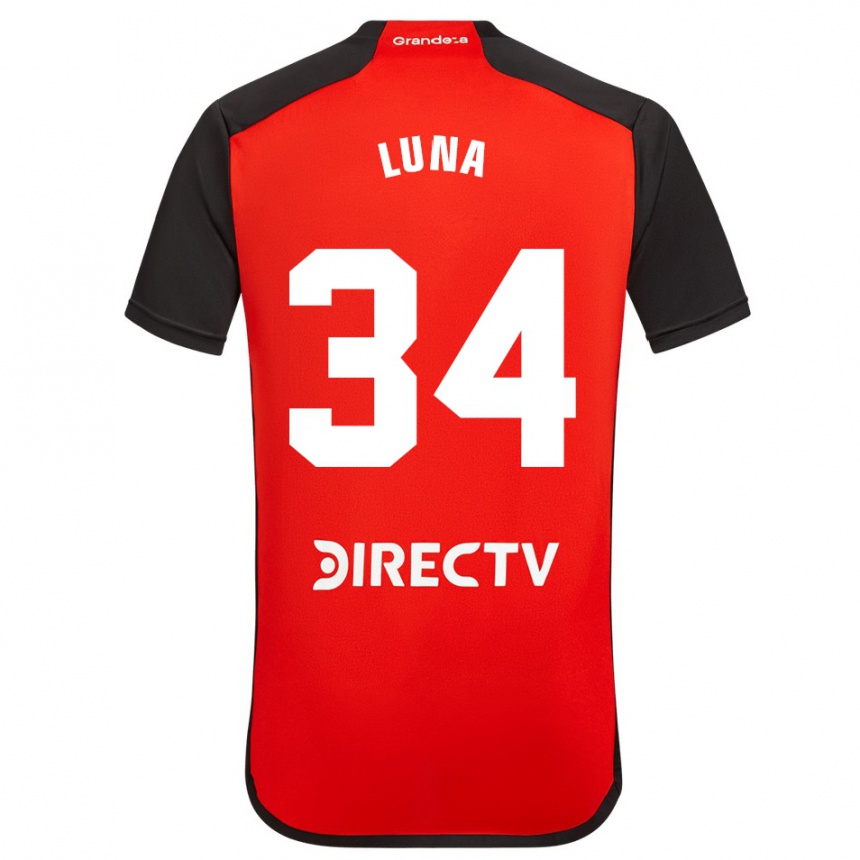 Men Football Jonás Luna #34 Red Black White Away Jersey 2024/25 T-Shirt Canada