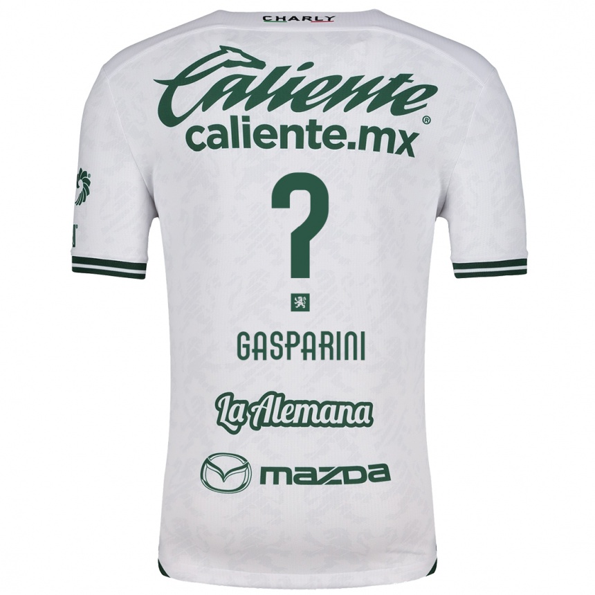 Men Football Joaquín Gasparini #0 White Green Away Jersey 2024/25 T-Shirt Canada