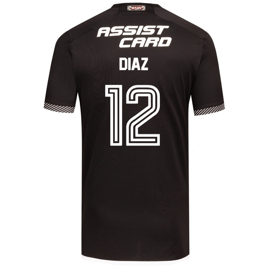 Men Football Javiera Díaz #12 Black White Away Jersey 2024/25 T-Shirt Canada