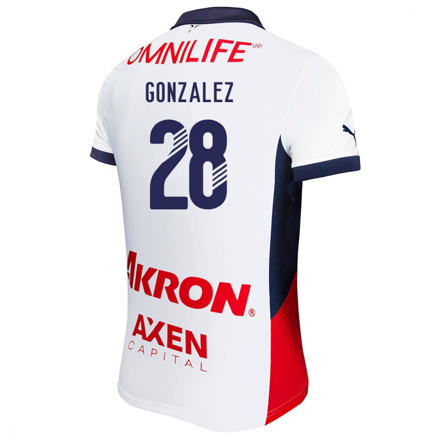 Homme Football Maillot Fernando González #28 Blanc Rouge Bleu Tenues Extérieur 2024/25 Canada