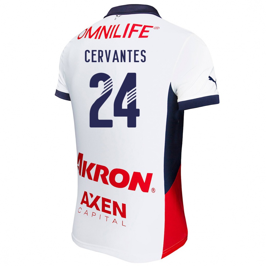 Men Football Alicia Cervantes #24 White Red Blue Away Jersey 2024/25 T-Shirt Canada