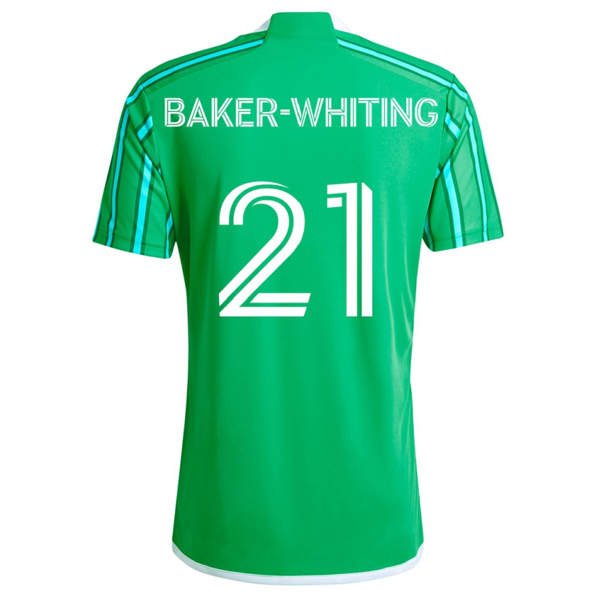 Women Football Reed Baker-Whiting #21 Green White Home Jersey 2024/25 T-Shirt Canada