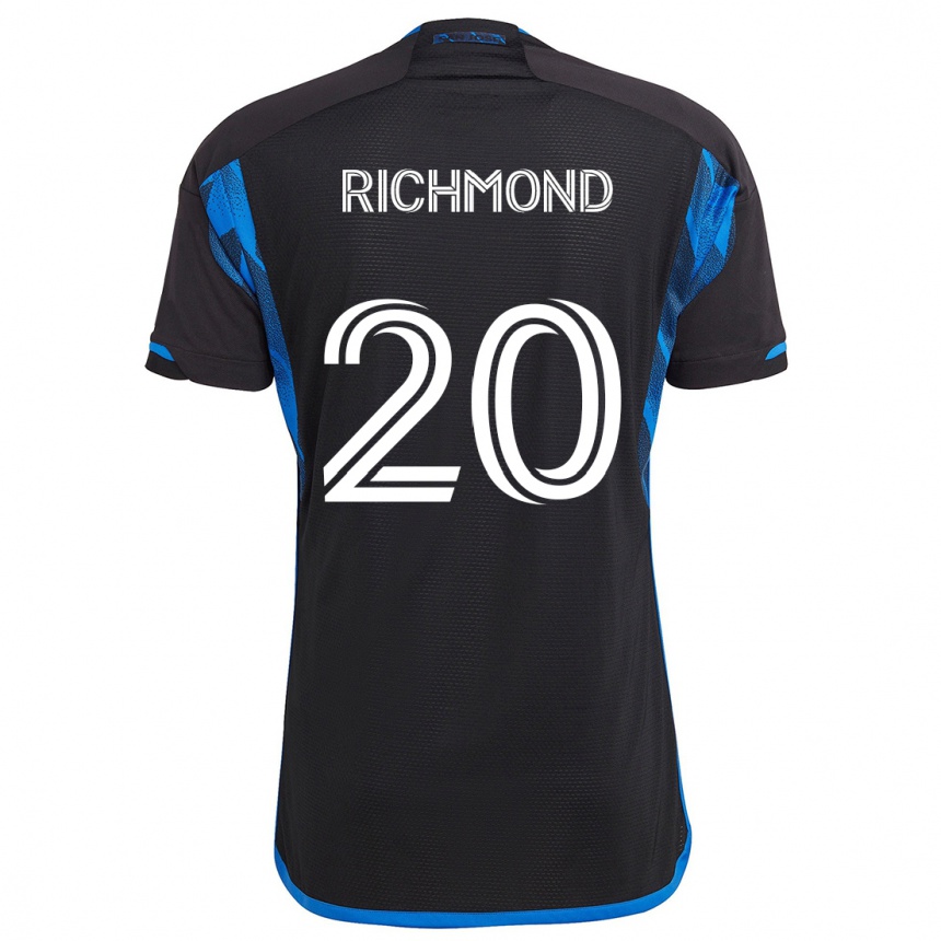 Women Football Will Richmond #20 Blue Black Home Jersey 2024/25 T-Shirt Canada