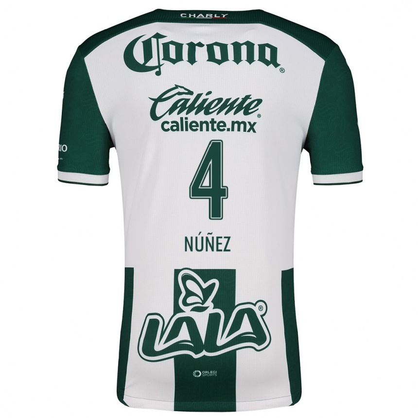 Women Football Santiago Núñez #4 Green White Home Jersey 2024/25 T-Shirt Canada