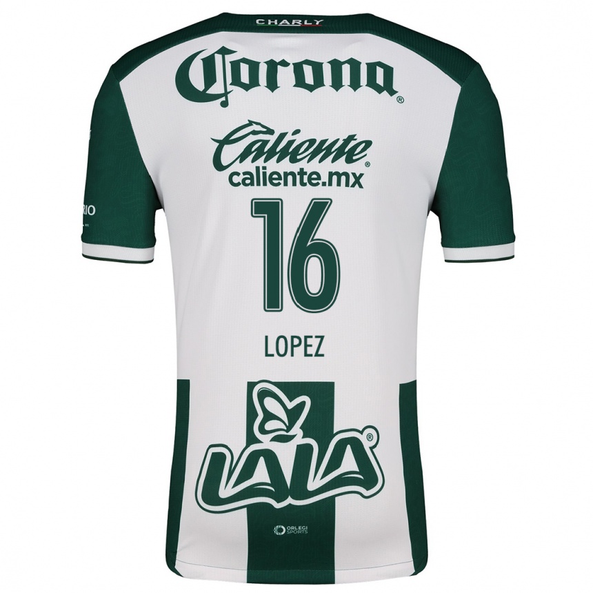 Women Football Aldo López #16 Green White Home Jersey 2024/25 T-Shirt Canada