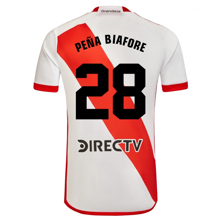 Women Football Felipe Peña Biafore #28 White Red Home Jersey 2024/25 T-Shirt Canada