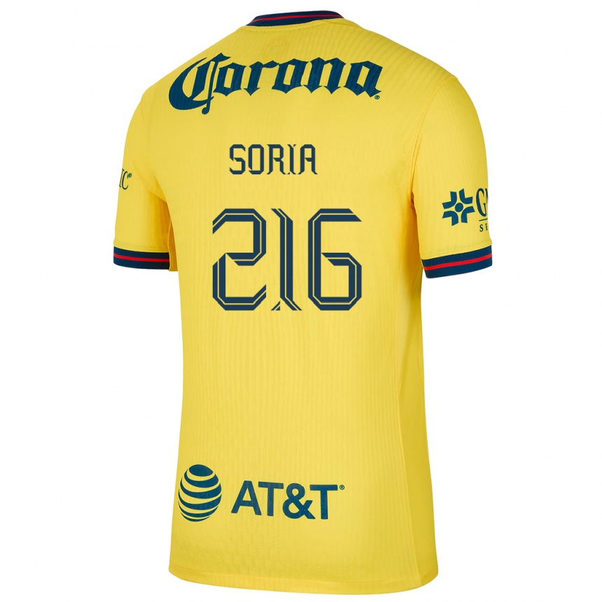 Women Football Emiliano Soria #216 Yellow Blue Home Jersey 2024/25 T-Shirt Canada