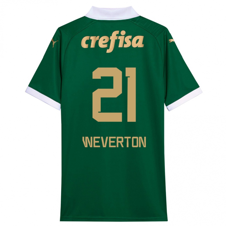 Femme Football Maillot Weverton #21 Vert Blanc Tenues Domicile 2024/25 Canada