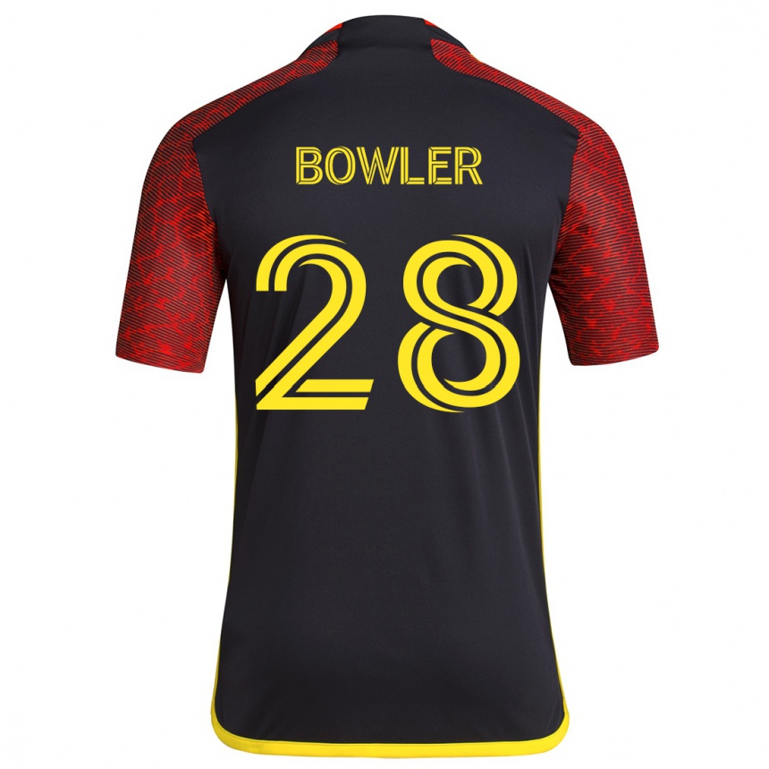 Women Football Rachel Bowler #28 Red Black Away Jersey 2024/25 T-Shirt Canada