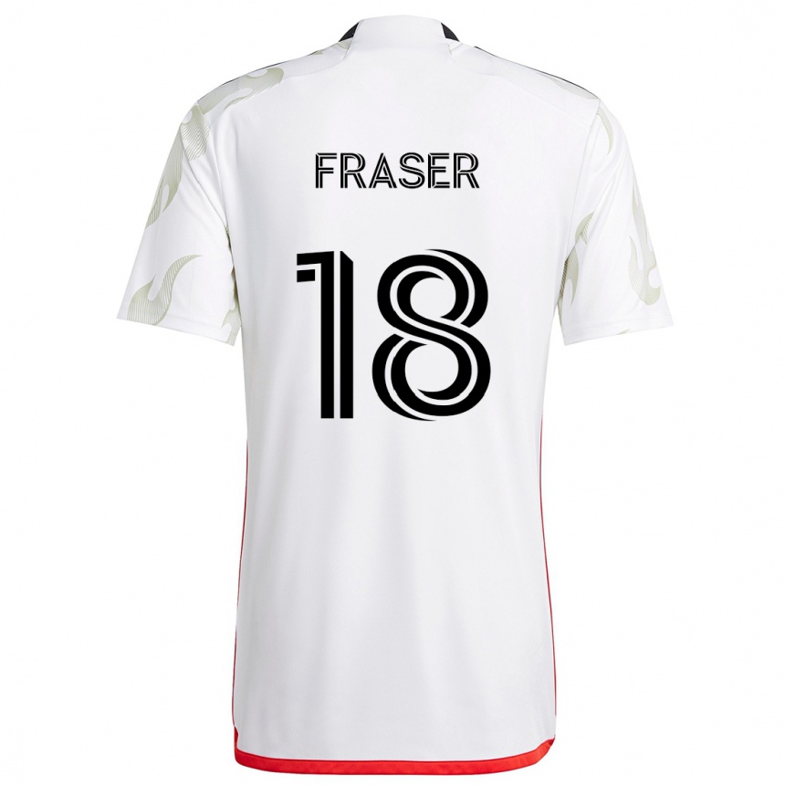 Femme Football Maillot Liam Fraser #18 Blanc Rouge Noir Tenues Extérieur 2024/25 Canada