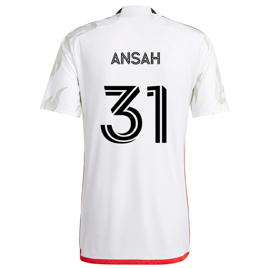 Women Football Eugene Ansah #31 White Red Black Away Jersey 2024/25 T-Shirt Canada