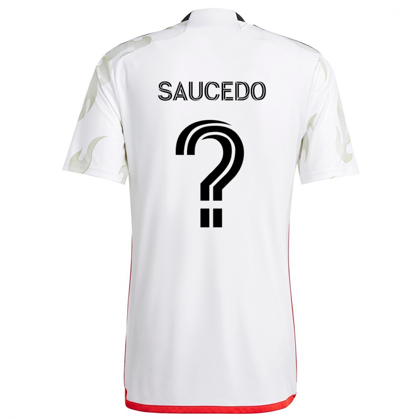 Women Football Andre Saucedo #0 White Red Black Away Jersey 2024/25 T-Shirt Canada