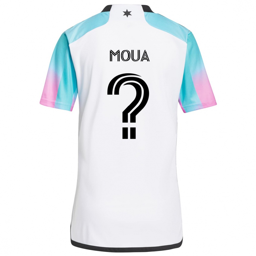 Women Football Nathan Moua #0 White Blue Black Away Jersey 2024/25 T-Shirt Canada