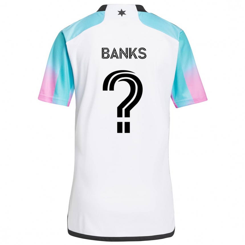 Women Football Julian Banks #0 White Blue Black Away Jersey 2024/25 T-Shirt Canada