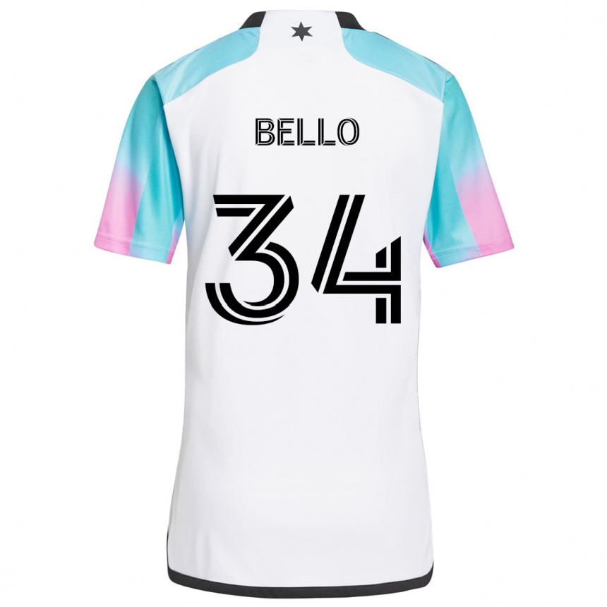 Women Football Zaydan Bello #34 White Blue Black Away Jersey 2024/25 T-Shirt Canada