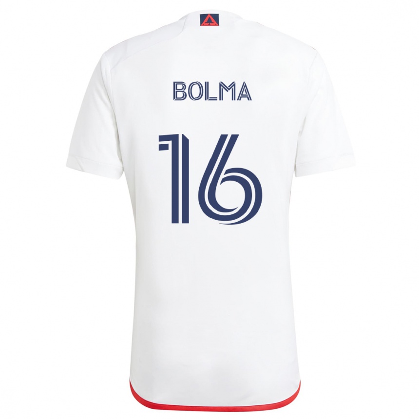 Women Football Josh Bolma #16 White Red Away Jersey 2024/25 T-Shirt Canada