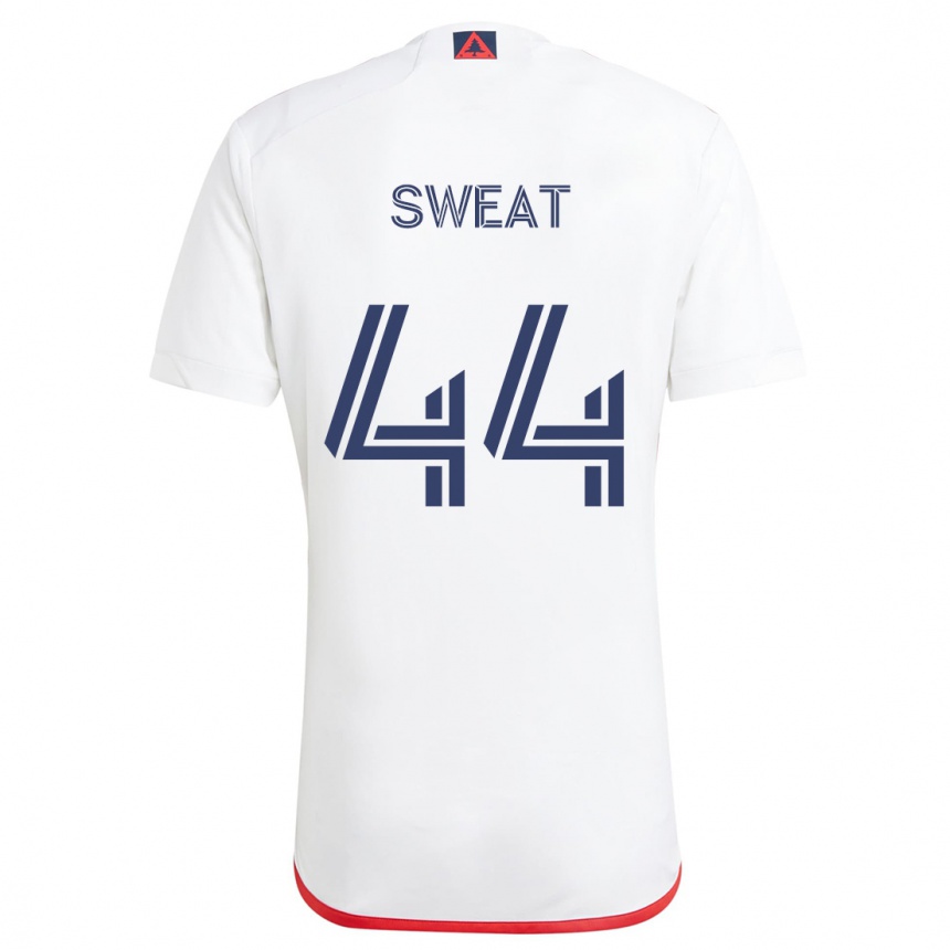 Women Football Ben Sweat #44 White Red Away Jersey 2024/25 T-Shirt Canada