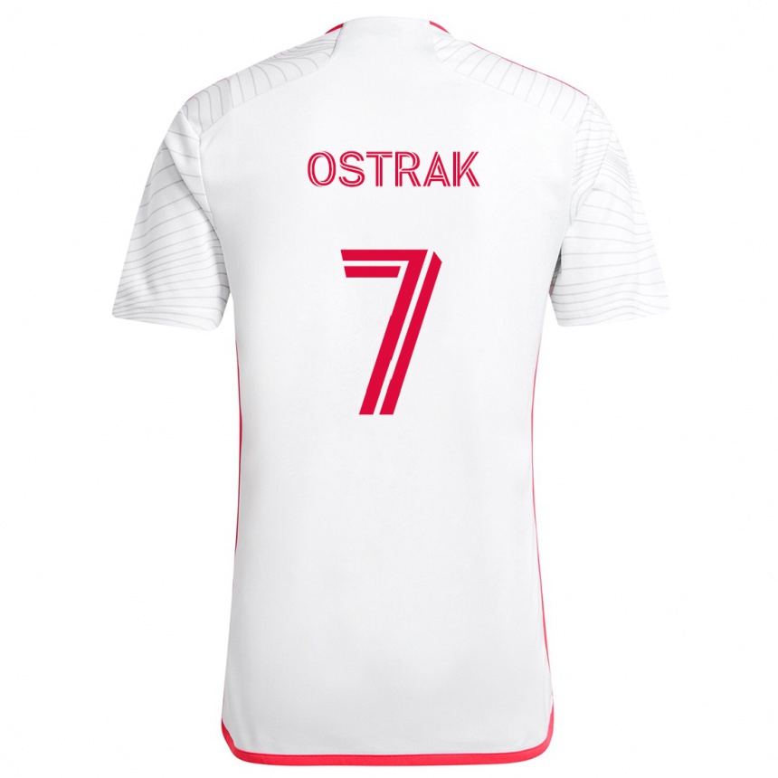 Femme Football Maillot Tomás Ostrák #7 Blanc Rouge Tenues Extérieur 2024/25 Canada