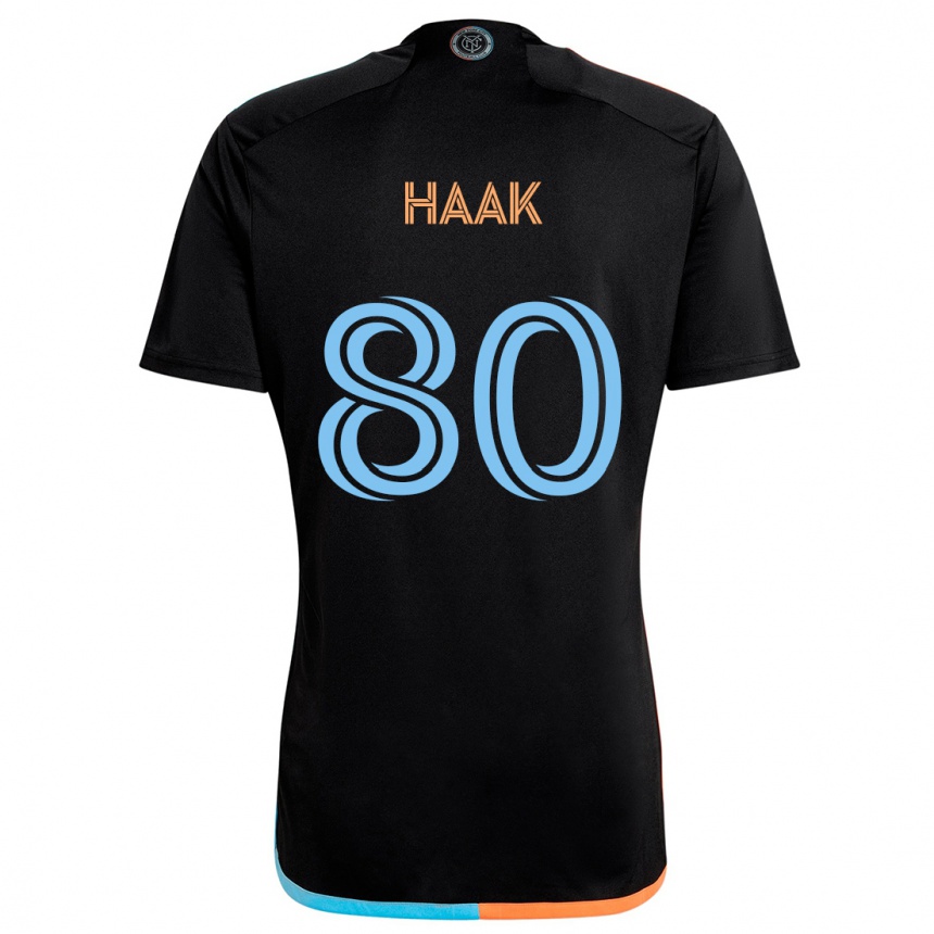 Women Football Justin Haak #80 Black Orange Blue Away Jersey 2024/25 T-Shirt Canada