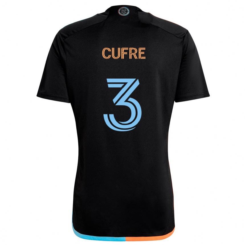 Women Football Braian Cufré #3 Black Orange Blue Away Jersey 2024/25 T-Shirt Canada