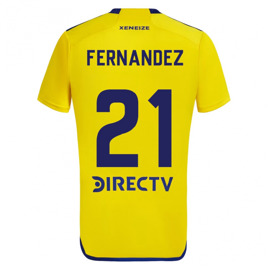 Femme Football Maillot Ezequiel Fernández #21 Jaune Bleu Tenues Extérieur 2024/25 Canada