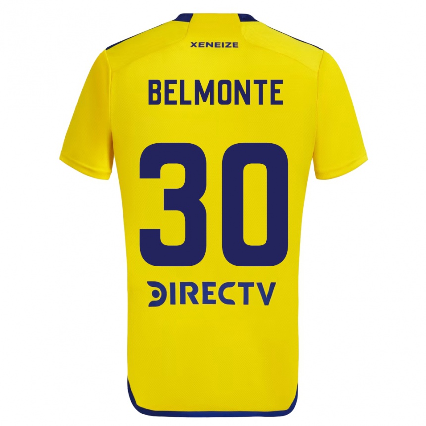 Women Football Tomás Belmonte #30 Yellow Blue Away Jersey 2024/25 T-Shirt Canada