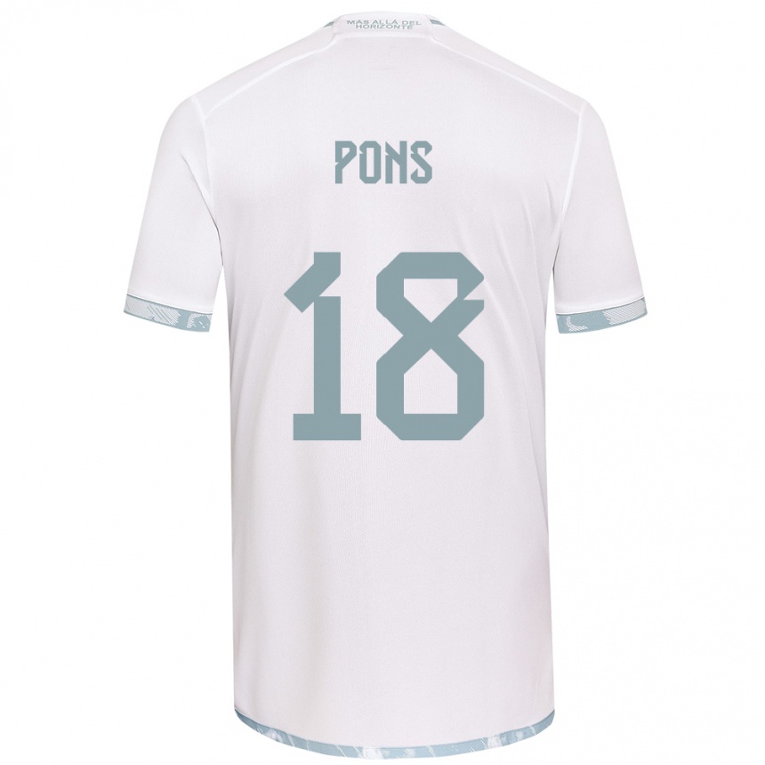 Women Football Luciano Pons #18 White Grey Away Jersey 2024/25 T-Shirt Canada