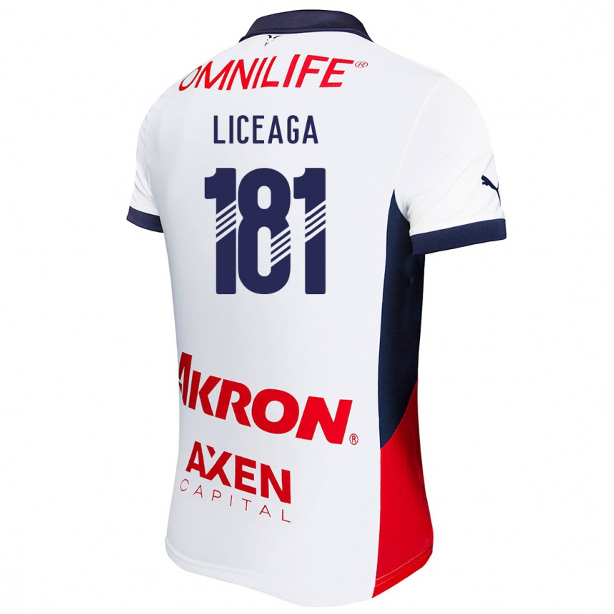 Women Football Juan Liceaga #181 White Red Blue Away Jersey 2024/25 T-Shirt Canada