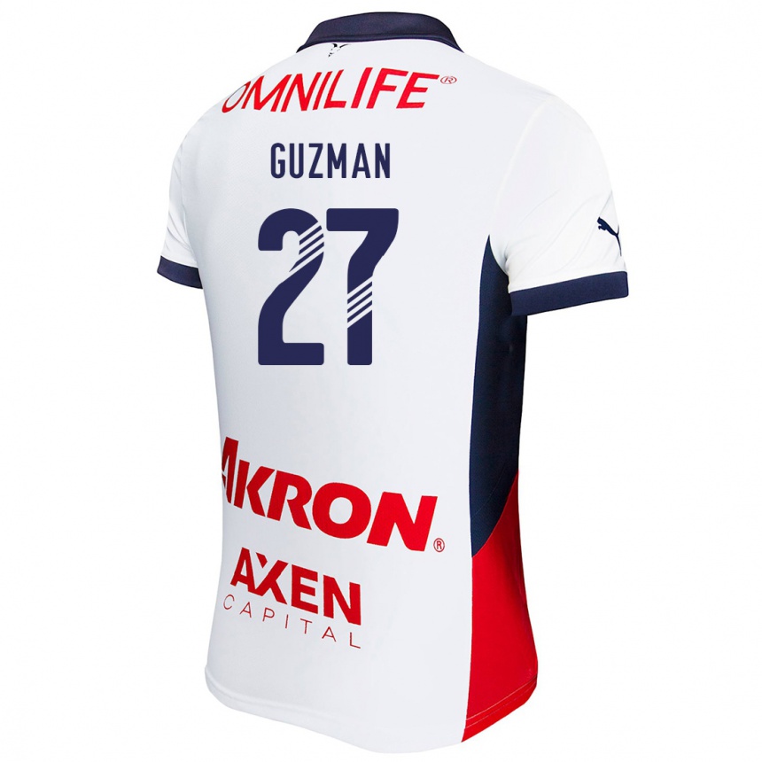 Women Football Kinberly Guzmán #27 White Red Blue Away Jersey 2024/25 T-Shirt Canada