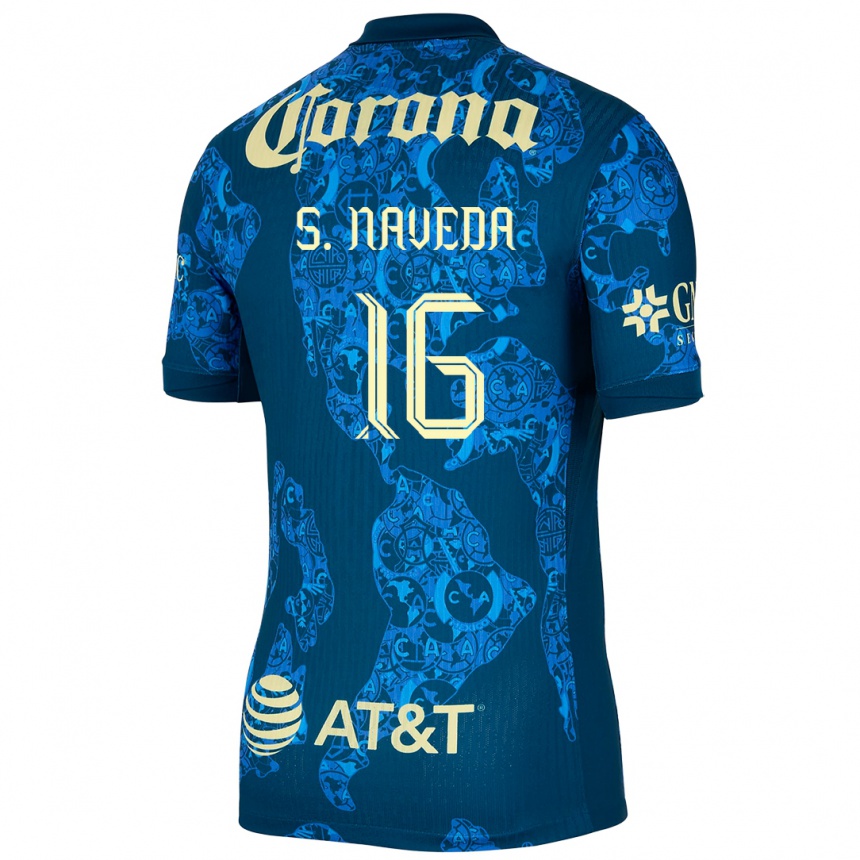 Women Football Santiago Naveda #16 Blue Yellow Away Jersey 2024/25 T-Shirt Canada