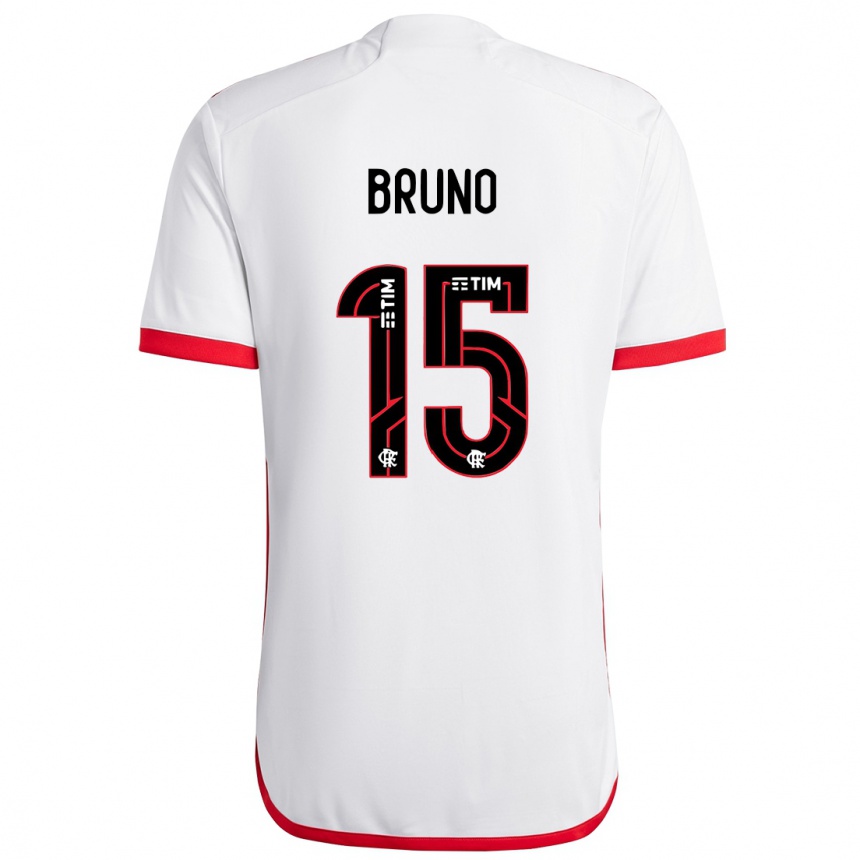 Women Football Fabrício Bruno #15 White Red Away Jersey 2024/25 T-Shirt Canada