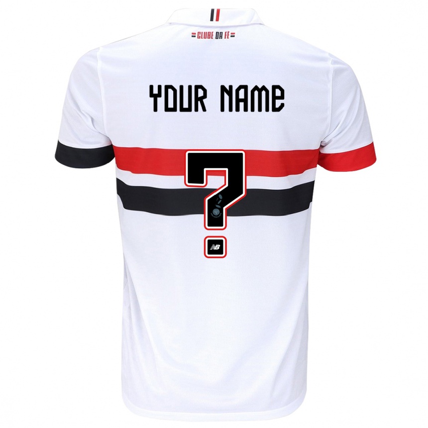 Enfant Football Maillot Votre Nom #0 Blanc Rouge Noir Tenues Domicile 2024/25 Canada