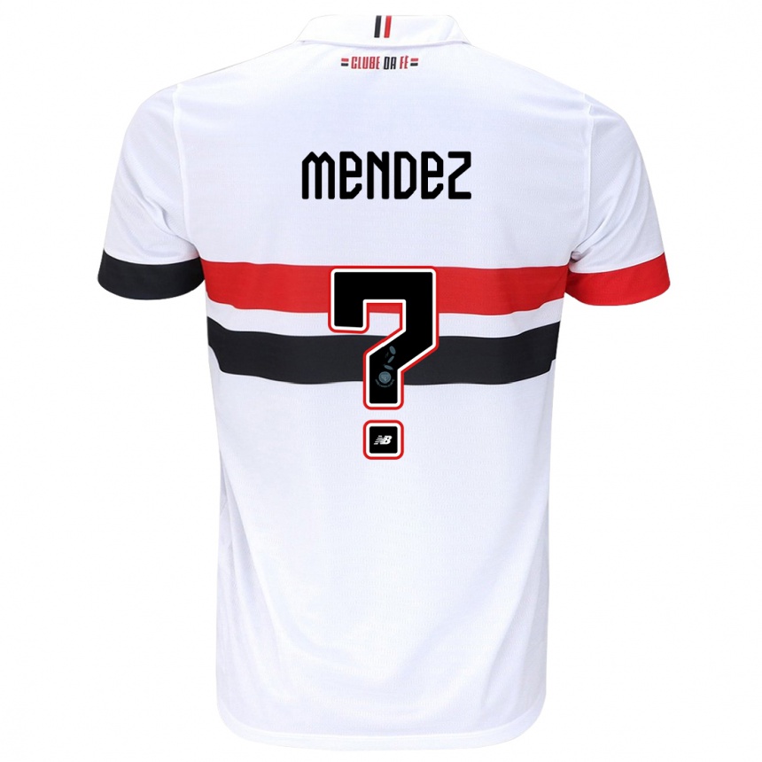 Kids Football Jhegson Méndez #0 White Red Black Home Jersey 2024/25 T-Shirt Canada