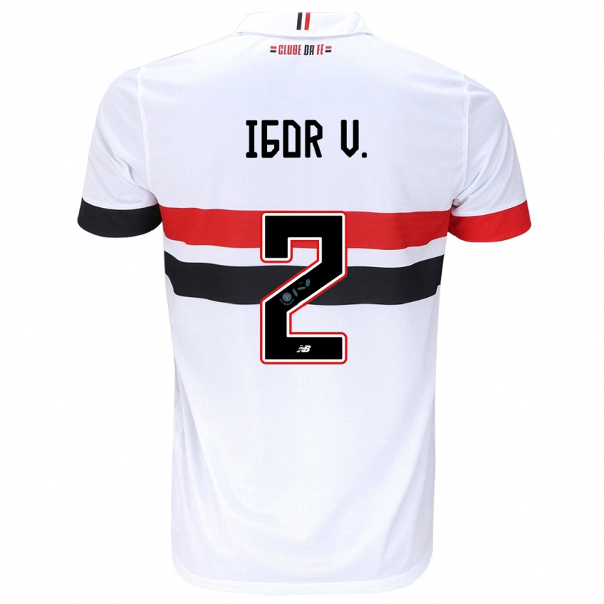 Kids Football Igor Vinícius #2 White Red Black Home Jersey 2024/25 T-Shirt Canada