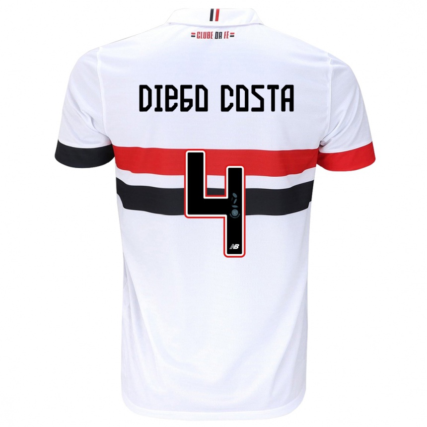 Enfant Football Maillot Diego Costa #4 Blanc Rouge Noir Tenues Domicile 2024/25 Canada