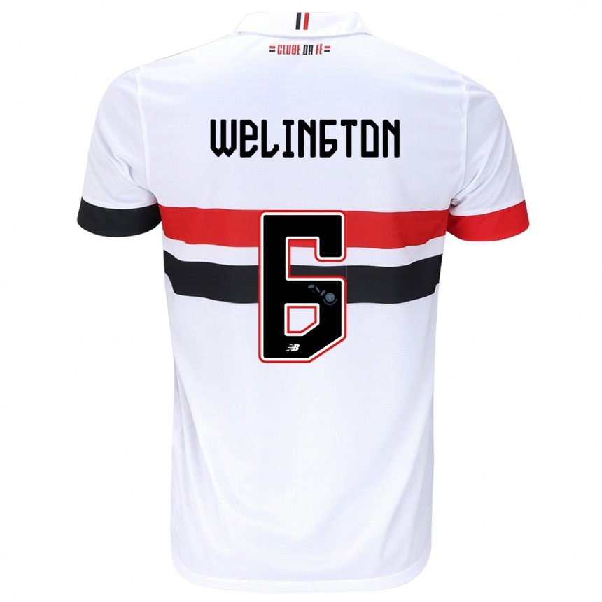 Kids Football Welington #6 White Red Black Home Jersey 2024/25 T-Shirt Canada