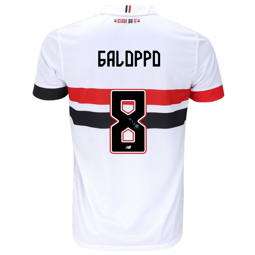 Enfant Football Maillot Giuliano Galoppo #8 Blanc Rouge Noir Tenues Domicile 2024/25 Canada