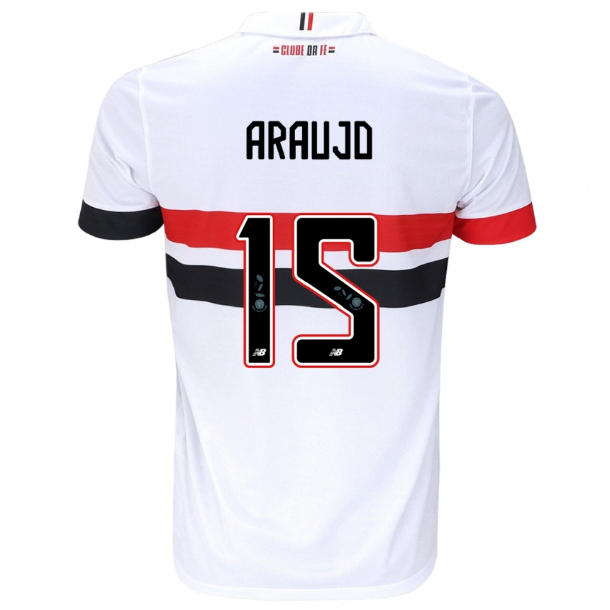 Kids Football Michel Araújo #15 White Red Black Home Jersey 2024/25 T-Shirt Canada