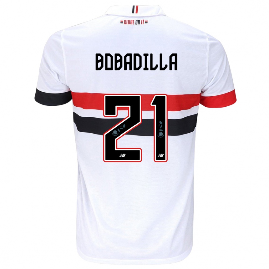 Enfant Football Maillot Damián Bobadilla #21 Blanc Rouge Noir Tenues Domicile 2024/25 Canada