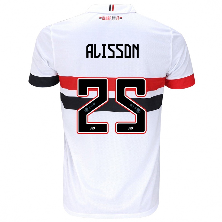 Enfant Football Maillot Alisson #25 Blanc Rouge Noir Tenues Domicile 2024/25 Canada