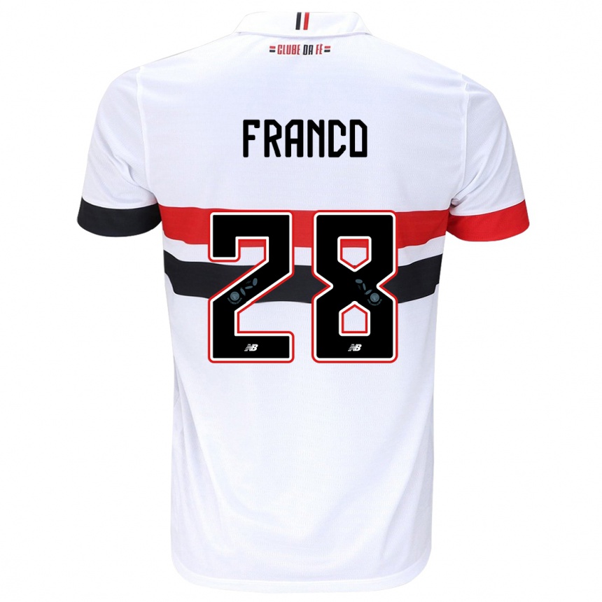 Enfant Football Maillot Alan Franco #28 Blanc Rouge Noir Tenues Domicile 2024/25 Canada