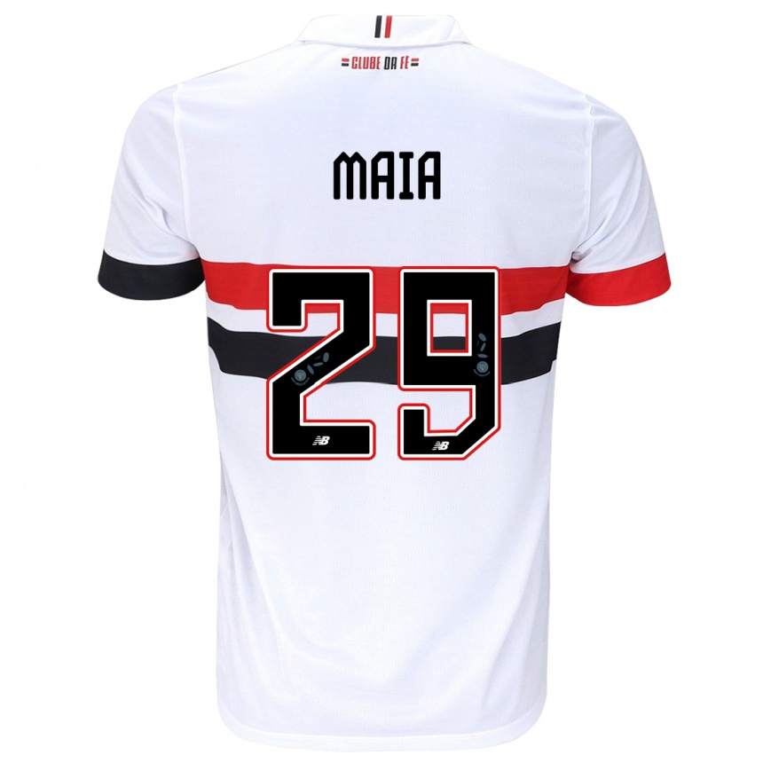 Kids Football Pablo Maia #29 White Red Black Home Jersey 2024/25 T-Shirt Canada