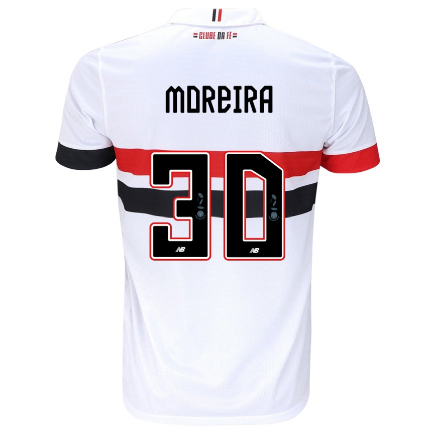 Kids Football João Moreira #30 White Red Black Home Jersey 2024/25 T-Shirt Canada