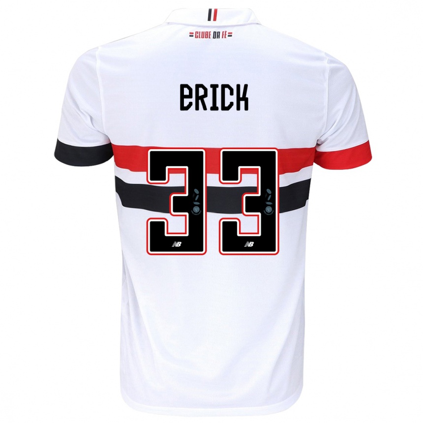 Enfant Football Maillot Erick #33 Blanc Rouge Noir Tenues Domicile 2024/25 Canada