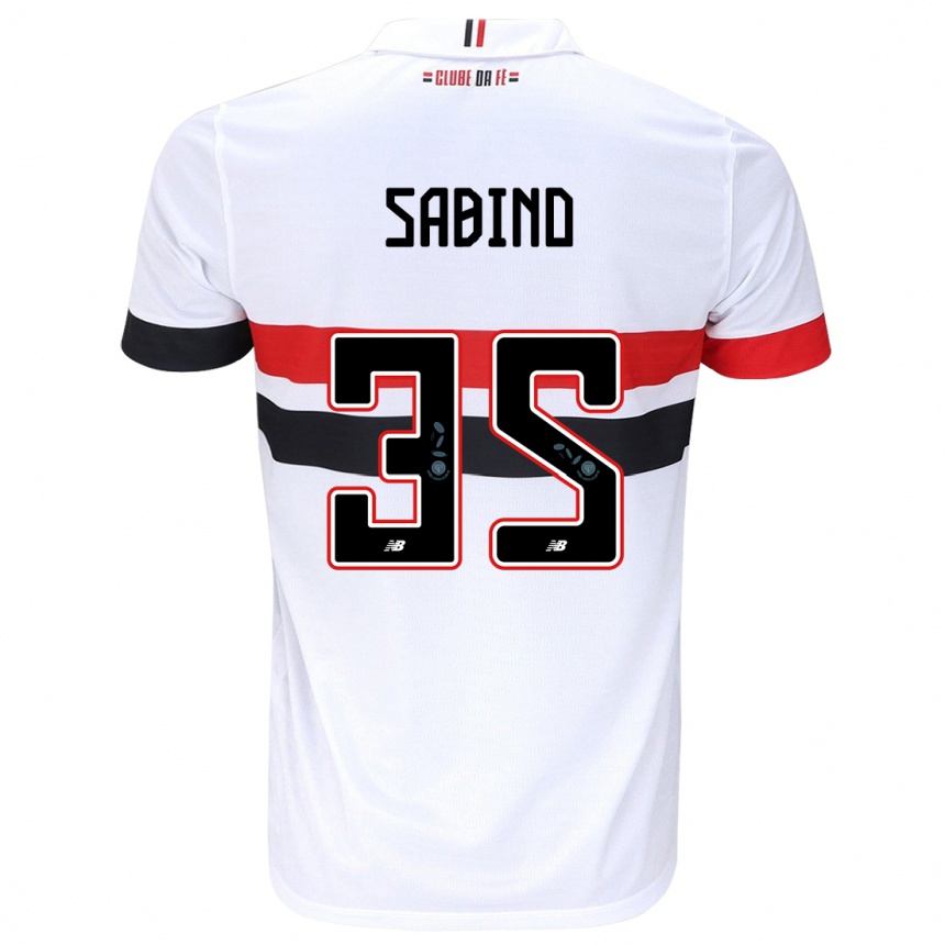 Enfant Football Maillot Sabino #35 Blanc Rouge Noir Tenues Domicile 2024/25 Canada