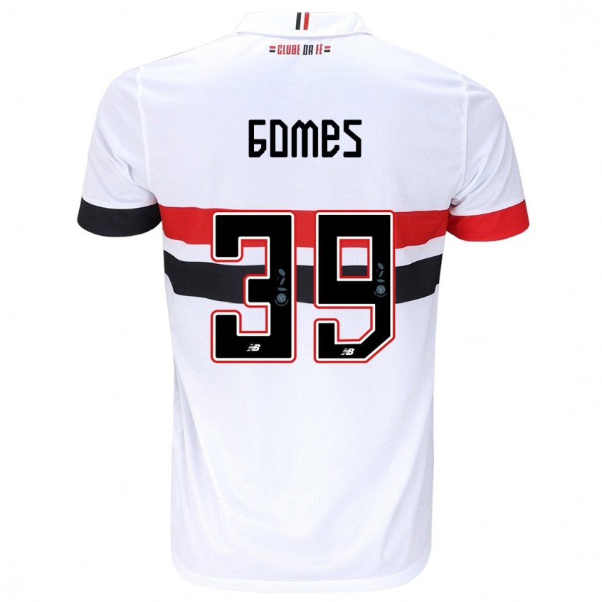 Kids Football William Gomes #39 White Red Black Home Jersey 2024/25 T-Shirt Canada