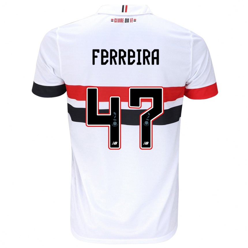 Kids Football Ferreira #47 White Red Black Home Jersey 2024/25 T-Shirt Canada