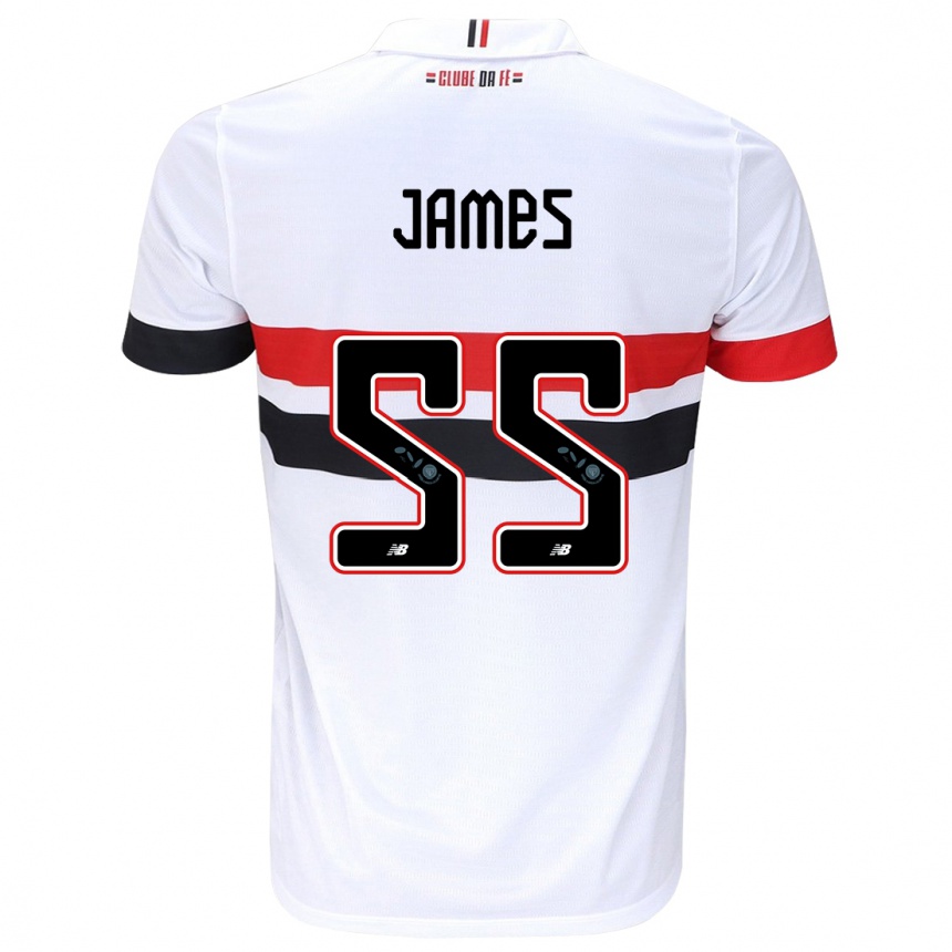 Kids Football James Rodríguez #55 White Red Black Home Jersey 2024/25 T-Shirt Canada