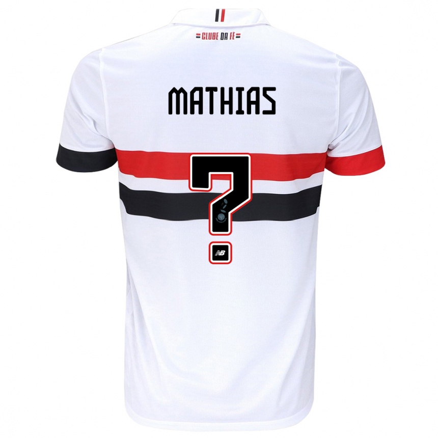 Kids Football Leandro Mathias #0 White Red Black Home Jersey 2024/25 T-Shirt Canada