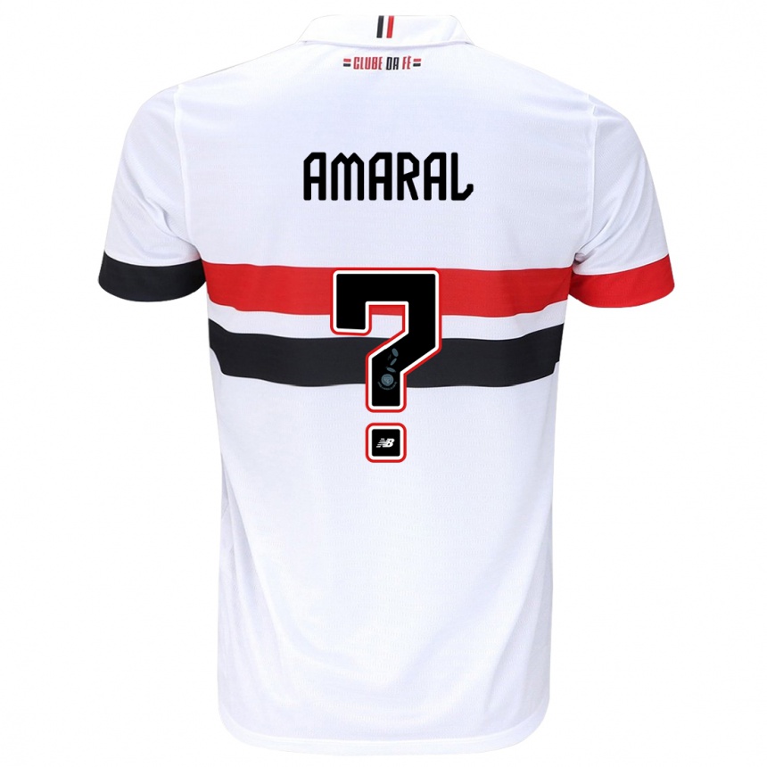 Enfant Football Maillot Mateus Amaral #0 Blanc Rouge Noir Tenues Domicile 2024/25 Canada